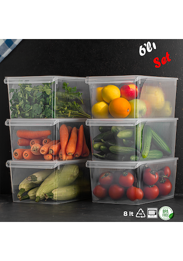 Porsima 3185 6 Ad 8 Lt Dolap İçi Ve Buzdolabı İçi Düzenleyici Set ŞEFFAF