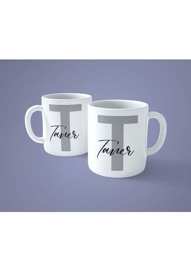 Kişiye Özel T Harfi İsimli Baskılı Kupa Bardak
