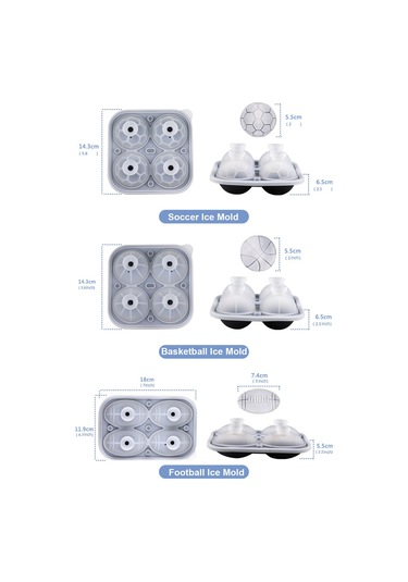 Reedark Basketbol Şekilli Silikon Buz Küpü Kalıbı - 4'lü Set, Kokteyl Ve Viski İçin Eğlenceli Buz Topları Çok Renkli