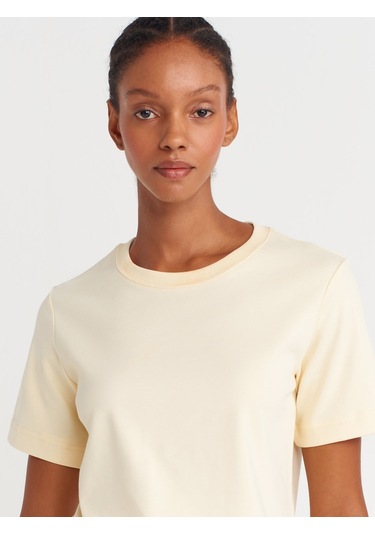 Dilvin 31763 Bisiklet Yaka T-shirt-açık Sarı Açık Sarı