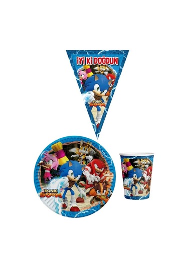 Sonic Boom 8 Kişilik Erkek Doğum Günü Mini Set Erkek Çocuk Parti