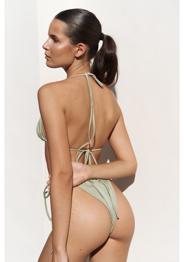 Cahya Bağlamalı Yeşil Bikini Altı Yeşil