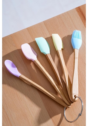 Rainbow 5 Parça Silikon Mini Mutfak Gereçleri Seti Çok Renkli