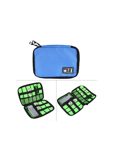 Sones Taşınabilir Seyahat Düzenleyici Depolama Toplama Çantası Kılıf Kese Dijital Alet Elektronik Aksesuarlar, Boyut: 25,7 18,5 1,2 Cm Mavi Diğer