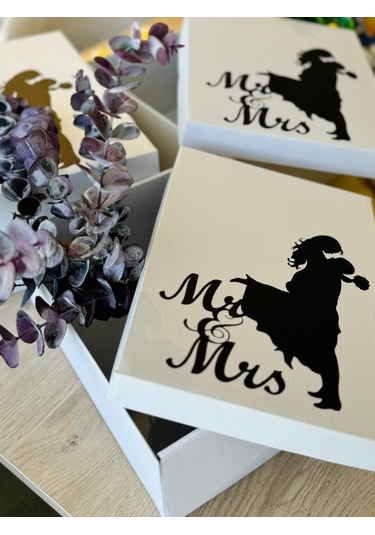 Mr & Mrs Box-gelin Damat Hediye Kutusu-nişan Bohça Kutusu-özel Tasarım Hediye Kutusu