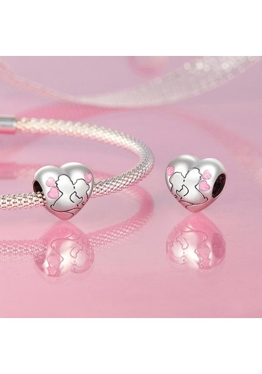 S925 Ayar Gümüş Yağ Damlası Çift Öpücük Aşk Boncukları Scc2990 Çok Renkli