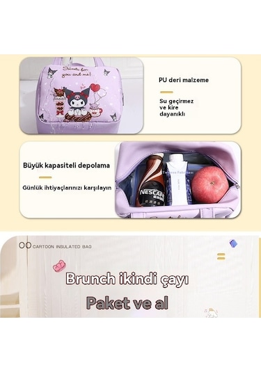 Pazly Sevimli Kızın Alpyalıtımlı Yemek Kutusu Çantası Açık Mor Renk Açık Mor