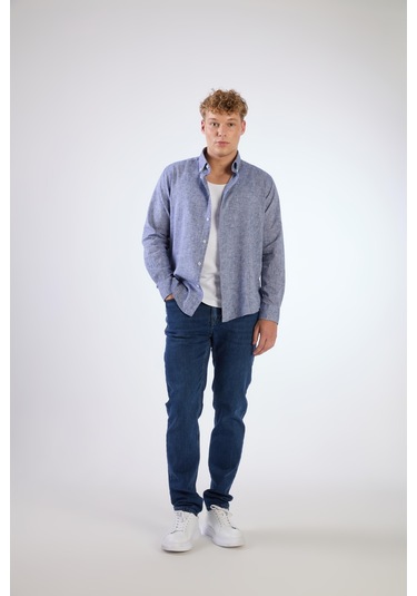 K.lacivert Düz Erkek Gömlek - Regular Fıt Koyu Lacivert