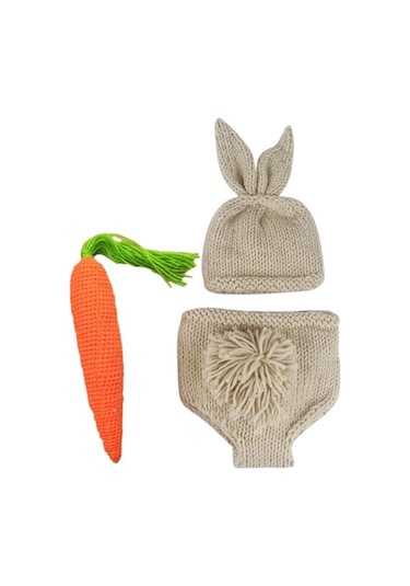 Yeni Doğan Bebek Tuhla Ve Pantolon Fotoğraf Seti Pembe Beyaz