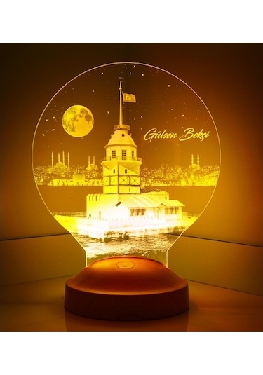 Kız Kulesi Tasarımlı İsimli İstanbul Doğum Günü Hatırası Led Lamba