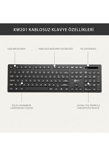 Lecoo KW201 Kablosuz Türkçe Q Klavye & Mouse Set