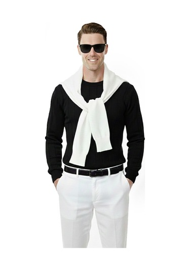 Deepsea Siyah Dar Kesim Likralı Erkek Triko Kazak Bisiklet Yaka Şık Tasarım 2605433 Siyah Deepsea Siyah Dar Kesim Likralı Erkek Triko Kazak Bisiklet Yaka Şık Tasarım 2605433 Siyah