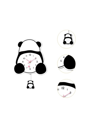 Homyl Panda Sarkaçlı Duvar Saati Sessiz Saat Akrilik Karikatür Stil C