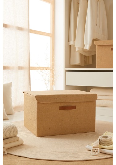 Ocean Home Textile Jüt Kapaklı Kutu 48 x 40 x 30 cm