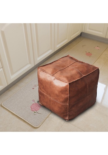 Suntek Magideal Boho Fas Puf Örtüsü Tabure Depolama Kare-kahverengi