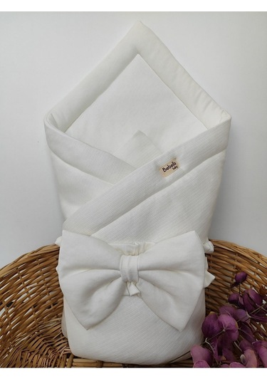 Bebek Battaniyesi %100 Pamuklu Bebek Kundak Battaniyesi Kız Erkek Dış Kundak Hastane Çıkışı Bbl65003 Ekru