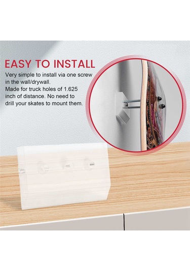 Duvara Monte Güverte Ekranı Lüks Kaykay Depolama Tutucu Rafı Şeffaf Renk Çok Renkli