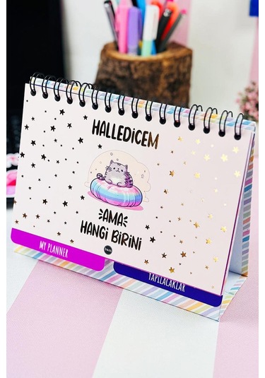 Halledicem Ama Hangi Birini Tasarımlı Yeni Nesil Masa Üstü Planner 2 Sayfa Sticker