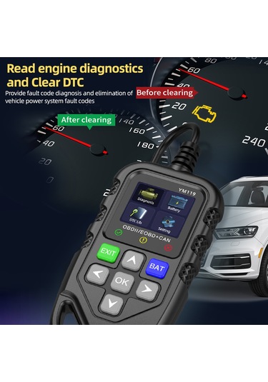 Tenfowee Ym119 Obdıı Araç Tanılama Cihazı: Motor Arıza, Akü Testi Ve Gerçek Zamanlı Veri Analizi, Siyah