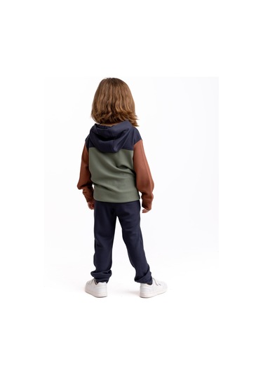 Oliventhekid Lacivert Üç Renkli Modal Unisex Çocuk Takım Lacivert