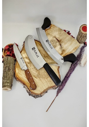 Sürmene 3'lü Şef Seti Çift Tutma Kıyma Zırhı Soğan Satırı