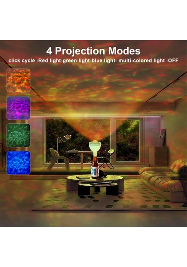 Kablosuz Şişe Lambası, Projeksiyon Fonksiyonlu Led Şişe Işığı, Beyaz