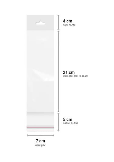 Askılı Meksika Şapka Bantlı Şeffaf Opp Torba 7X21+9 Cm - 500 Ad