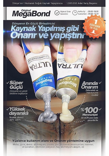 Megabond 2+1 Pk. Çift Karışım Soğuk Kaynak Macun Yapıştırıcı 60Gr