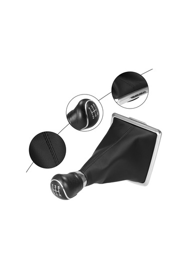 Kangvka Ford Focus İçin Manuel Vite Vites Kolu Koruyucu Kılıfı - Plastik Ve Pu Deri Birleşik Tip Siyah Siyah