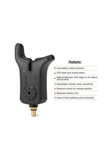 Artfulabode Zili Uyarı Tutma Siyah Ses Ses Led Isırma Isırma Işıklarla Göstergesi Elektronik Balık Alarmı Jh Siyah