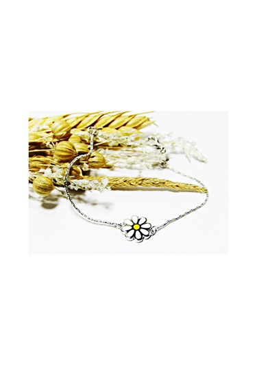 Lilahgümüştr Gümüş Mineli Papatya Kız Çocuk Bileklik