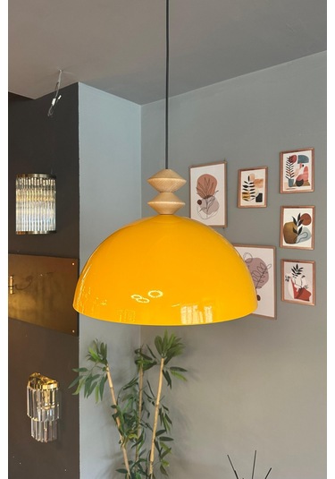 Linate Sarı Q Kafa Başlık Avize Tekli Sarkıt Salon Kuaför Dekoratif Aydınlatma SARI