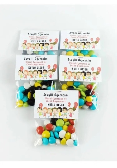 10 Adet Balon Çocuk Kartlı Bonibon Hediyelik - 23 Nisan Hediye