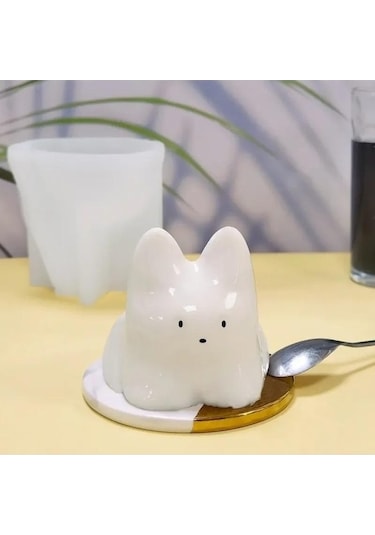 Fastbuy Bosphorusboutique Tozu Süt Soğuk Silikon Kedi Kase Kalıp, Sevimli Puding Kek Aksesuar, Cadılar Bayramı Dekorasyon, B Beyaz