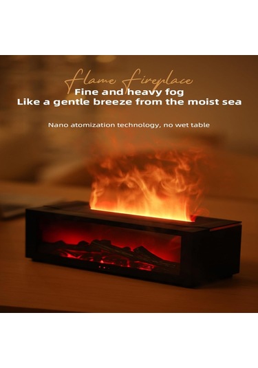 Renk Alev Eseri Yağ Difüzör, Şömine Simülasyon Alev 7 Değişen Renkler Aroma Difüzör Nemlendirici Yatak Odası İçin Uzaktan Kumanda Ev Ofis Yoga Meditasyonu Beyaz