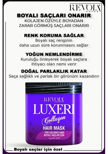Revola Luxeri Boyalı Saçlar İçin Tuzsuz Saç Maskesi 500 Ml Kolajen