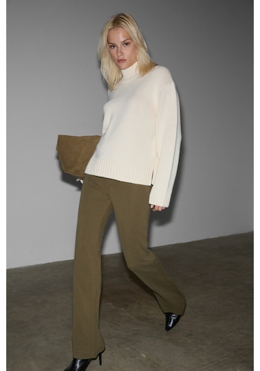 Grımelange Nırıselle Kadın Esnek Kumaşlı Vücuda Oturan Beli Lastikli Regular Haki Pantolon Haki