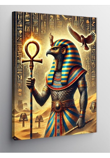 Kanvas Tablo Mısır Tanrısı Ve Hiyeroglifler 70cmx100cm