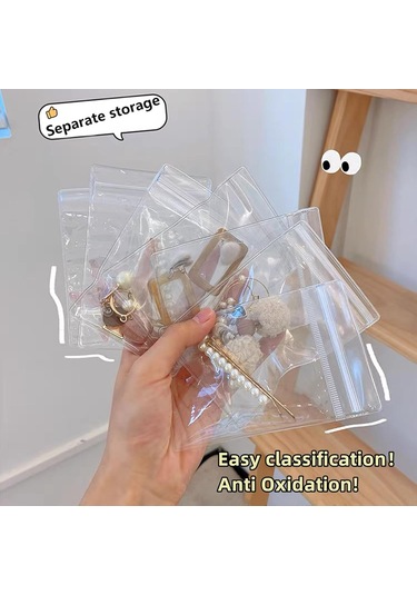Youmex 100 Adet 48 Fil Pvc Şeffaf Zip Çanta - Pas Koruyucu Gümüş/kuyumluk Saklama Çantası Şeffaf