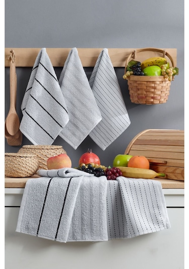 Formeya Sophia 6'lı 30x50 Cm Mutfak Havlusu Seti Açık Gri