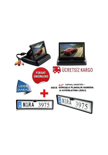 lidergaraj Park Sensörü Kameralı 4.3''Kapaklı Ekran+Kamera