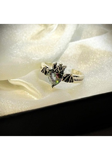 Dükkan Design Kalp Taşlı Ayarlanabilir Pinterest Yüzük Açık Gri