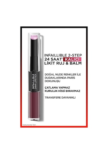 L'Oreal Paris Infaillible 2 Step 24 Saat Kalıcı Likit Ruj & Balm 215 Wine Oclock
