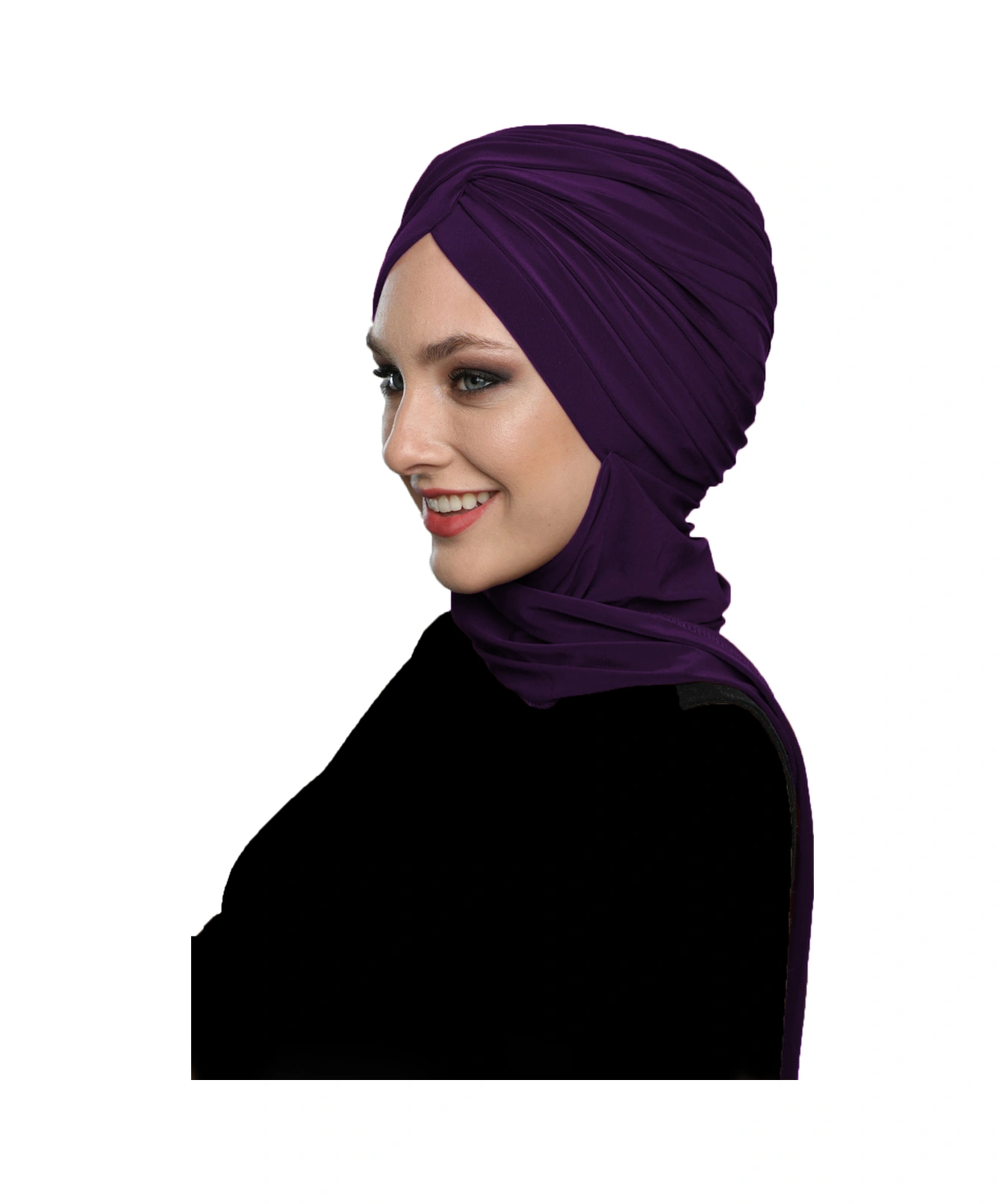 Çapraz W Atkılı Mor Hazır Türban Tesettür Bone Mor