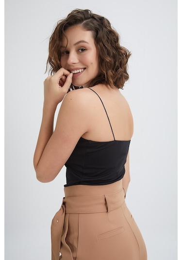 İp Askılı Bluz Siyah