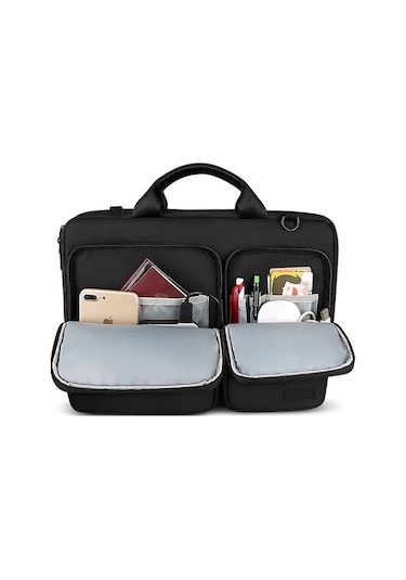 Fastbuy Sinuoshop 14 Inç Siyah Dayanıklı Laptop Çantası - Balık Sümüklü Desen Polyester Siyah