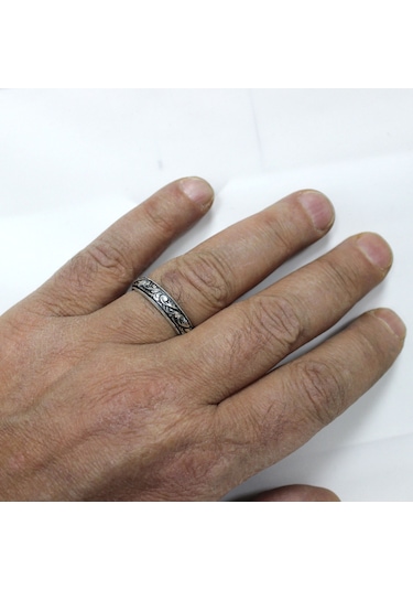Gülistan Mücevherat El Yapımı Gümüş Alyans Kalemkar İşçilik 5 Mm