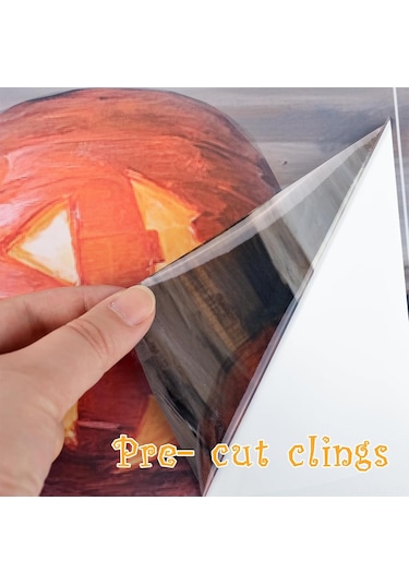 Gajeena Halloween Penceresi Dekorasyon Seti: Büyük Boy Beyaz Hayalet Kabak Işıklı Çift Taraflı Pvc Pencere Sticker - Tekrarlı Kullanımlı Ev Dekoru Beyaz