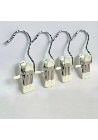 Klip Swift Paslanmaz Çelik Askı Kıyafet Kancası - 10 Adet Beyaz