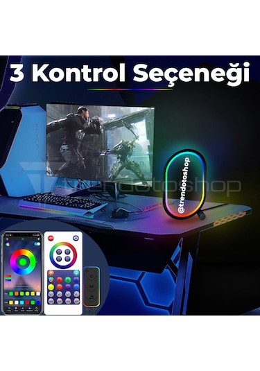 Akıllı Rgb Oval Masaüstü Ortam Işığı App Wifi Kontrollü Gece Lamb